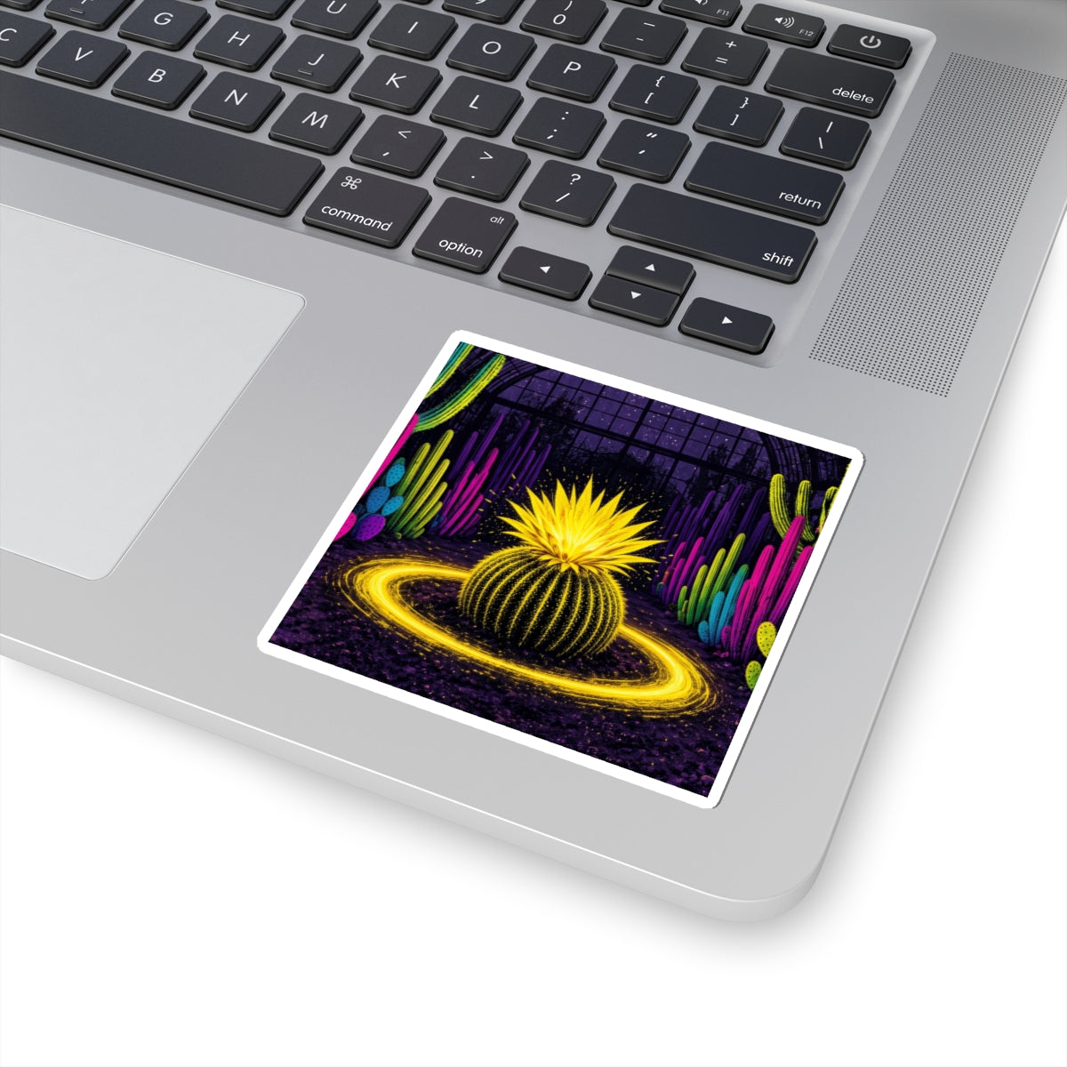 specimen 01: ignition sticker, small, on a laptop