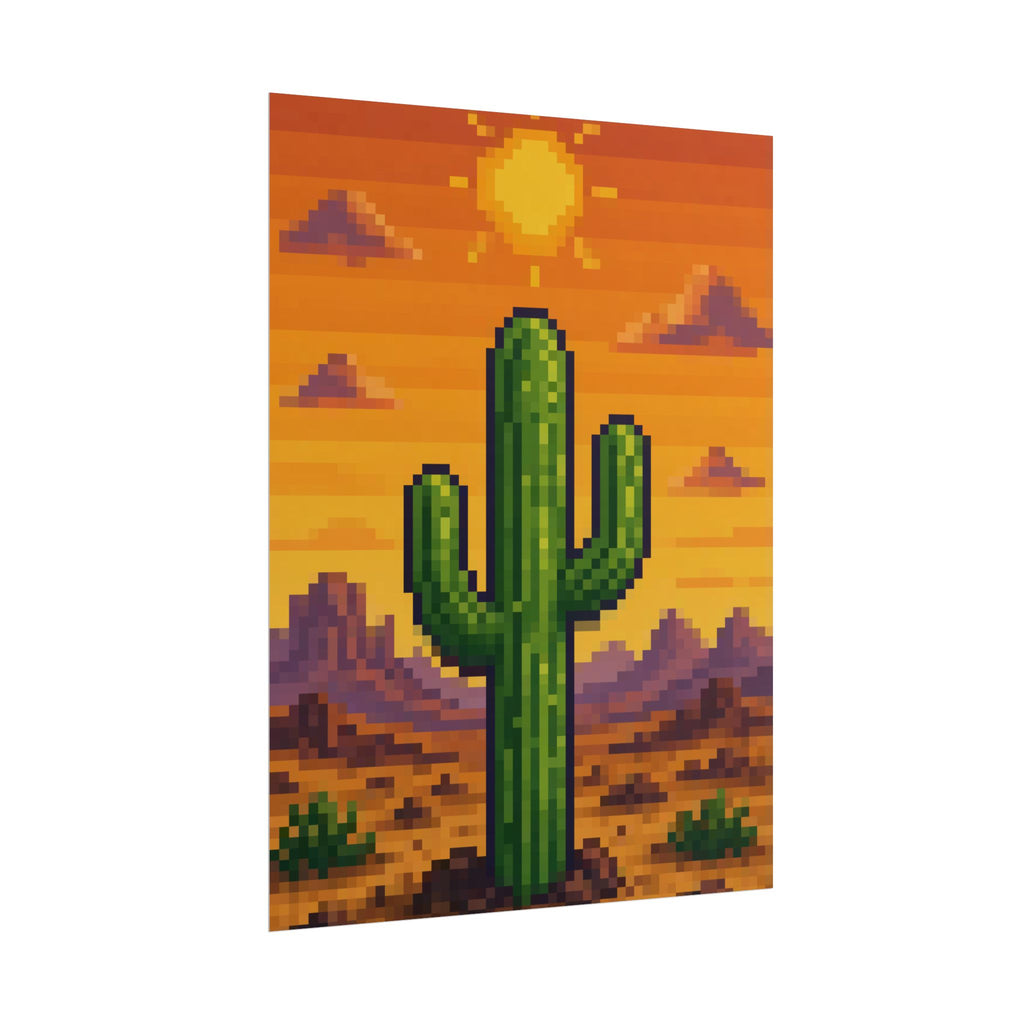 Pixel Desert Sunset 6x8 rolled art print, angled side view