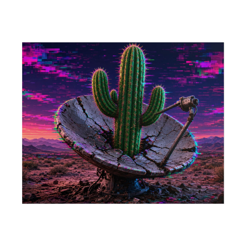 Glitch Cactus Satellite 10x8 rolled art print, flat front view