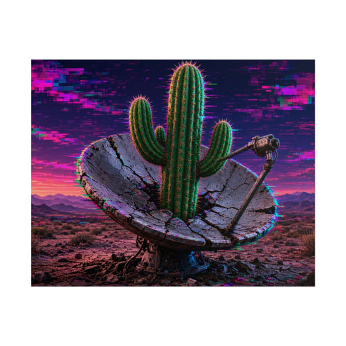 Glitch Cactus Satellite 10x8 rolled art print, flat front view