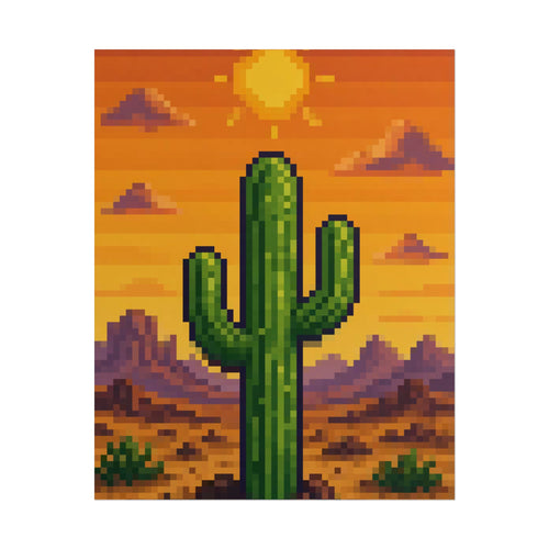 Pixel Desert Sunset 8x10 rolled art print, flat front view