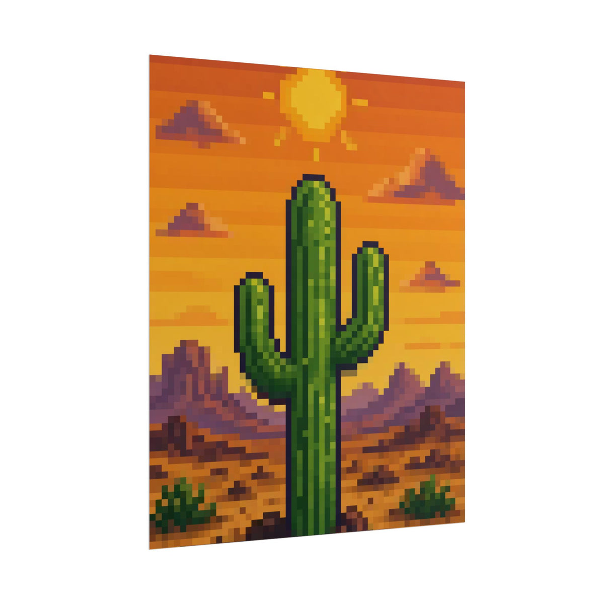 Pixel Desert Sunset 8x10 rolled art print, angled side view